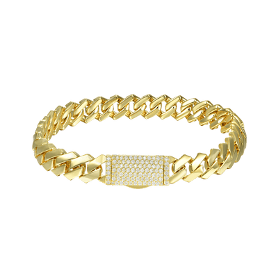 Plain Gold Prong Cuban Link Bracelet - 10mm