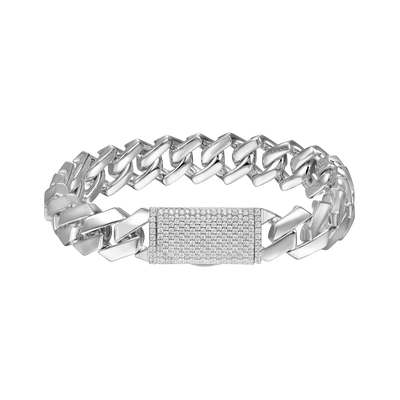 Plain Gold Prong Cuban Link Bracelet - 12mm