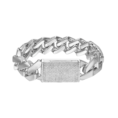 Plain Gold Prong Cuban Link Bracelet - 19mm