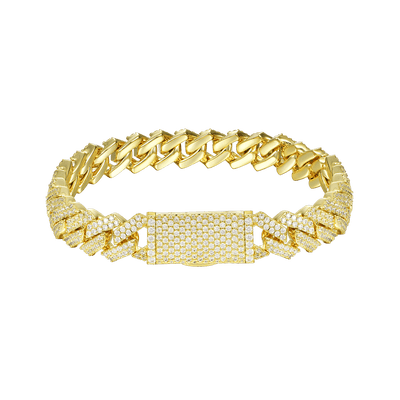 Round Cut Prong Cuban Link Bracelet - 10mm