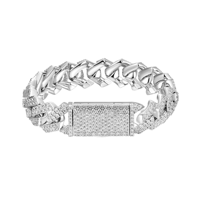 Round Cut Prong Cuban Link Bracelet - 12mm