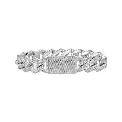 Round Cut Prong Cuban Link Bracelet - 15mm