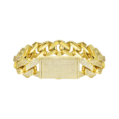 Round Cut Prong Cuban Link Bracelet - 19mm