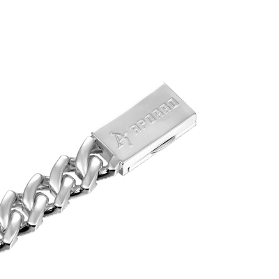 Halo Round Cut Prong Cuban Link Bracelet - 12mm