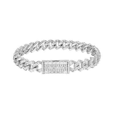 Emerald Cut Prong Cuban Link Bracelet - 10mm