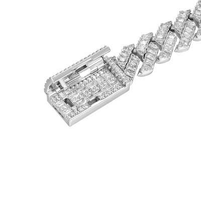 Emerald Cut Prong Cuban Link Bracelet - 12mm