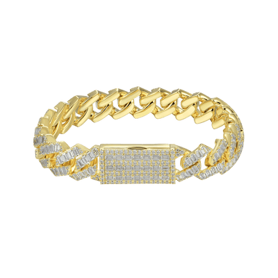 Emerald Cut Prong Cuban Link Bracelet - 12mm