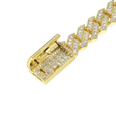 Emerald Cut Prong Cuban Link Bracelet - 12mm
