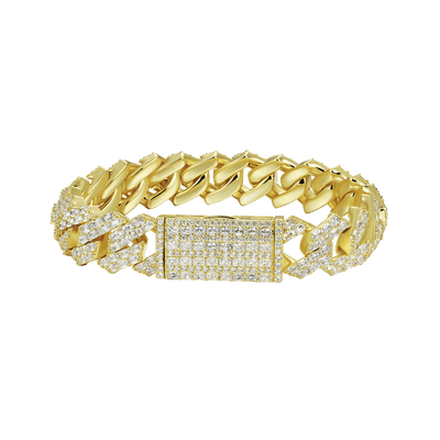 Emerald Cut Prong Cuban Link Bracelet - 15mm