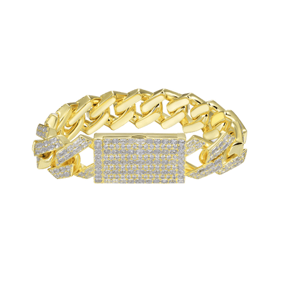Emerald Cut Prong Cuban Link Bracelet  - 19mm