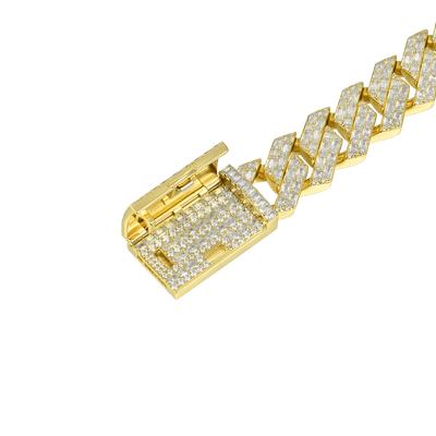 Emerald Cut Prong Cuban Link Bracelet  - 19mm