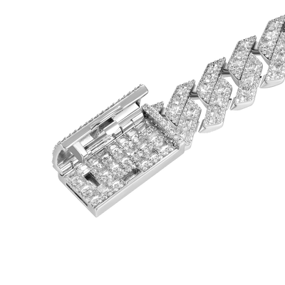 Halo Emerald Cut Prong Cuban Link Bracelet