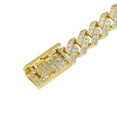Halo Emerald Cut Prong Cuban Link Bracelet