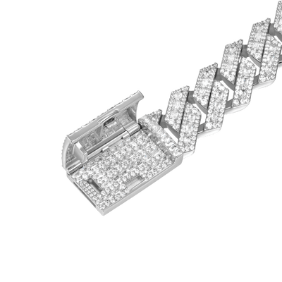 Halo Emerald Cut Prong Cuban Link Bracelet