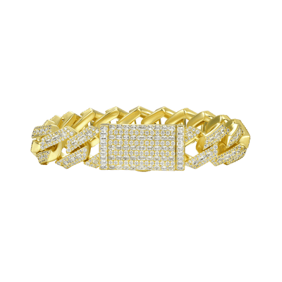 Halo Emerald Cut Prong Cuban Link Bracelet