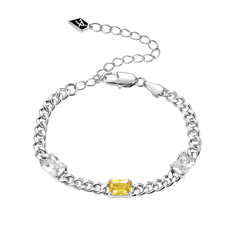 ESSENTIALS Emerald Cut Gemstone Adjustable Bracelet - 5mm - APORRO