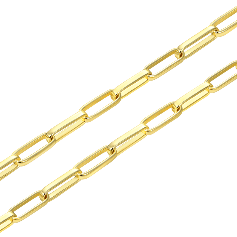 4mm Yellow Gold Paper Clip Chain Gift Set - APORRO