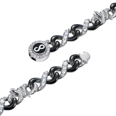 Infinity Two-tone Snake Clasp Link Chain - 8mm