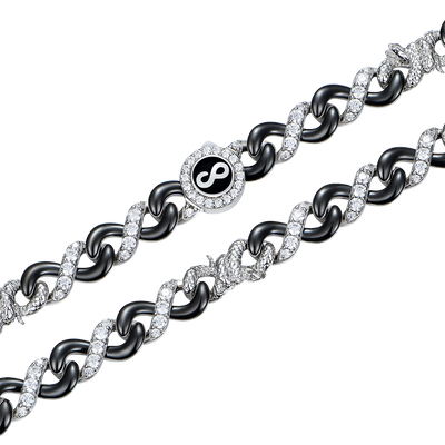 Infinity Two-tone Snake Clasp Link Chain - 8mm