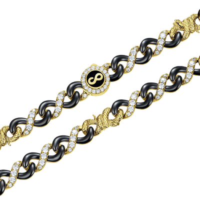 Infinity Two-tone Snake Clasp Link Chain - 8mm