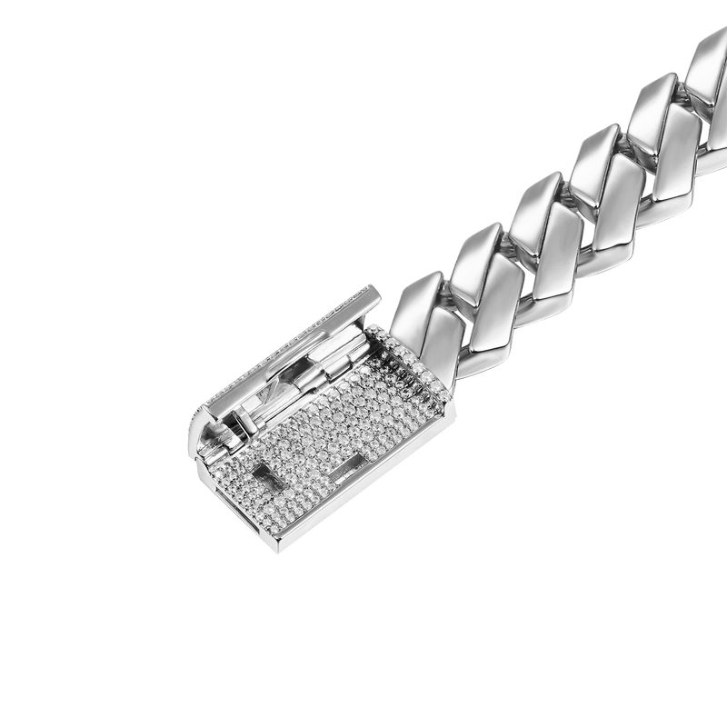 White Gold Moissanite Prong Choker Chain - 925 Silver for Men - APORRO