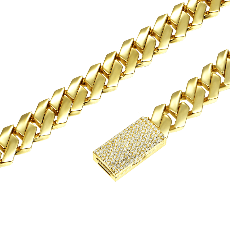 White Gold Moissanite Prong Choker Chain - 925 Silver for Men - APORRO