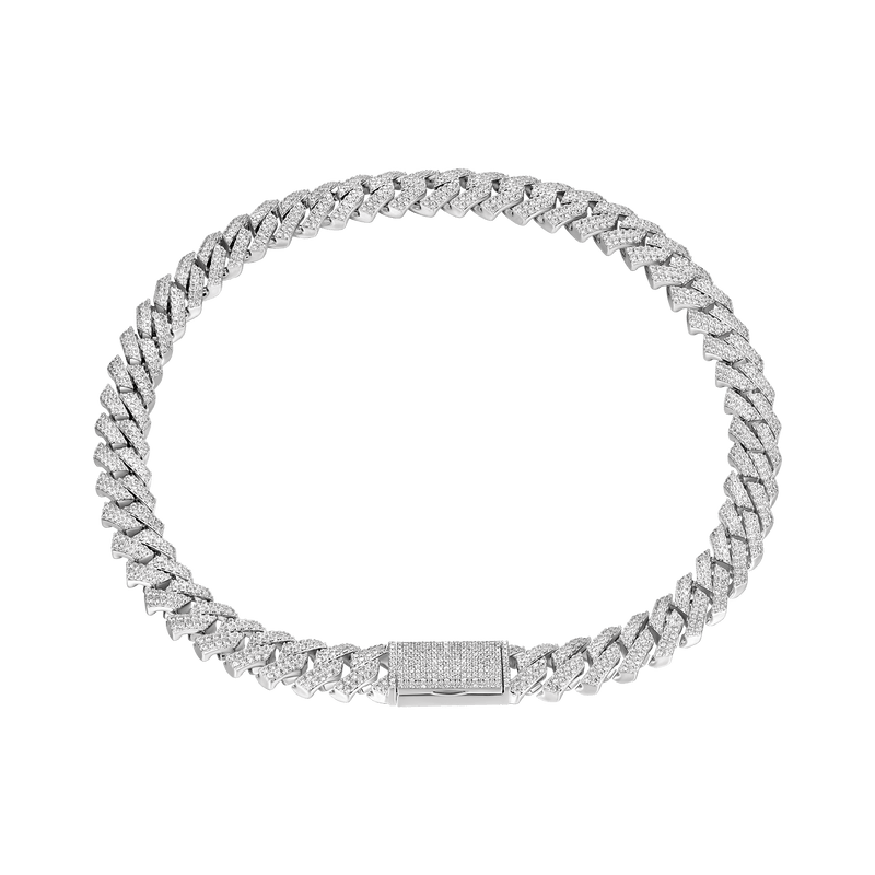 White Gold Moissanite Prong Choker Chain - 925 Silver for Men - APORRO