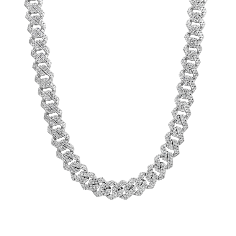 White Gold Moissanite Prong Choker Chain - 925 Silver for Men - APORRO