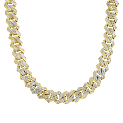 Round Cut Prong Cuban Link Chain - 19mm