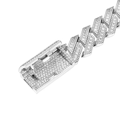 Custom 12mm Halo Round Cut Prong Chain