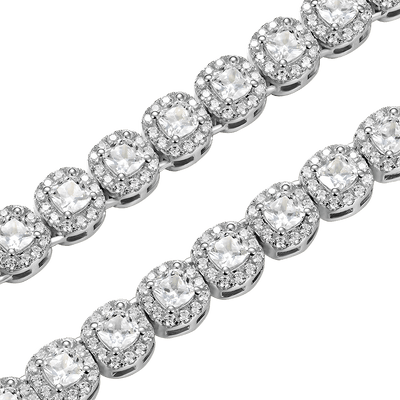 Moissanite Cushion-Cut Clustered Tennis Chain - 7mm