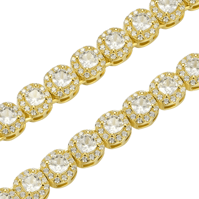 Moissanite Cushion-Cut Clustered Tennis Chain - 7mm