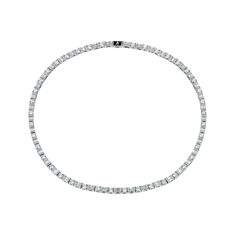 Round Cut Mix Clustered Tennis Chain - 7mm - APORRO