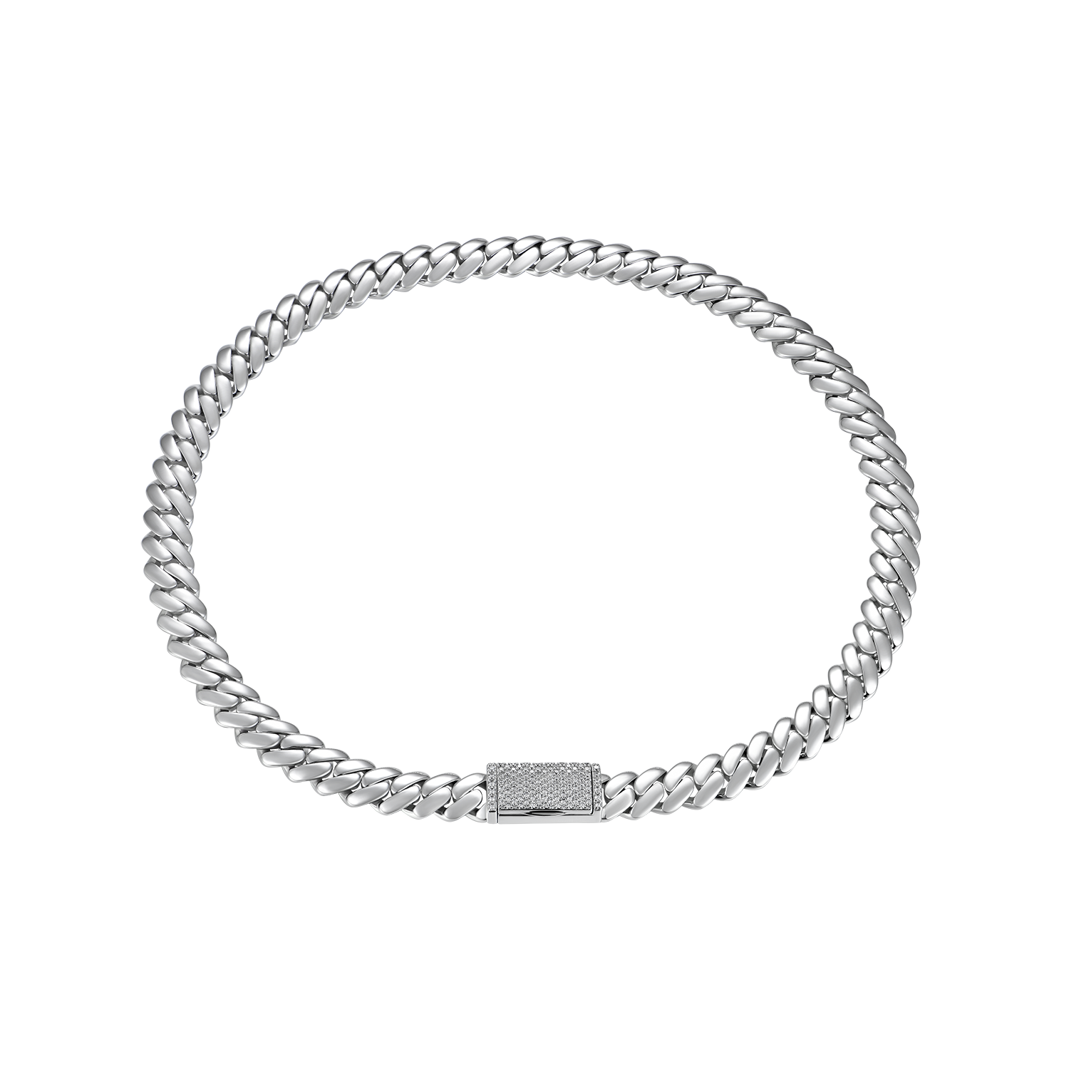 Custom Plain Gold Cuban Link Name Necklace Chain - White Gold