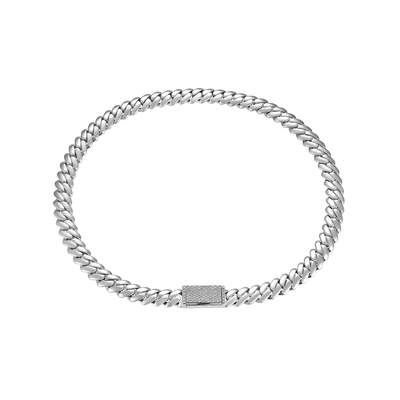 Custom Plain Gold Cuban Link Name Necklace Chain - White Gold