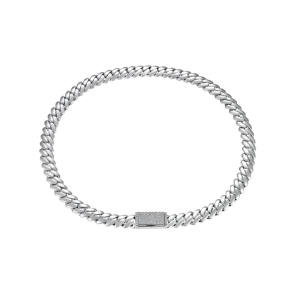 Custom Plain Gold Cuban Link Name Necklace Chain - White Gold