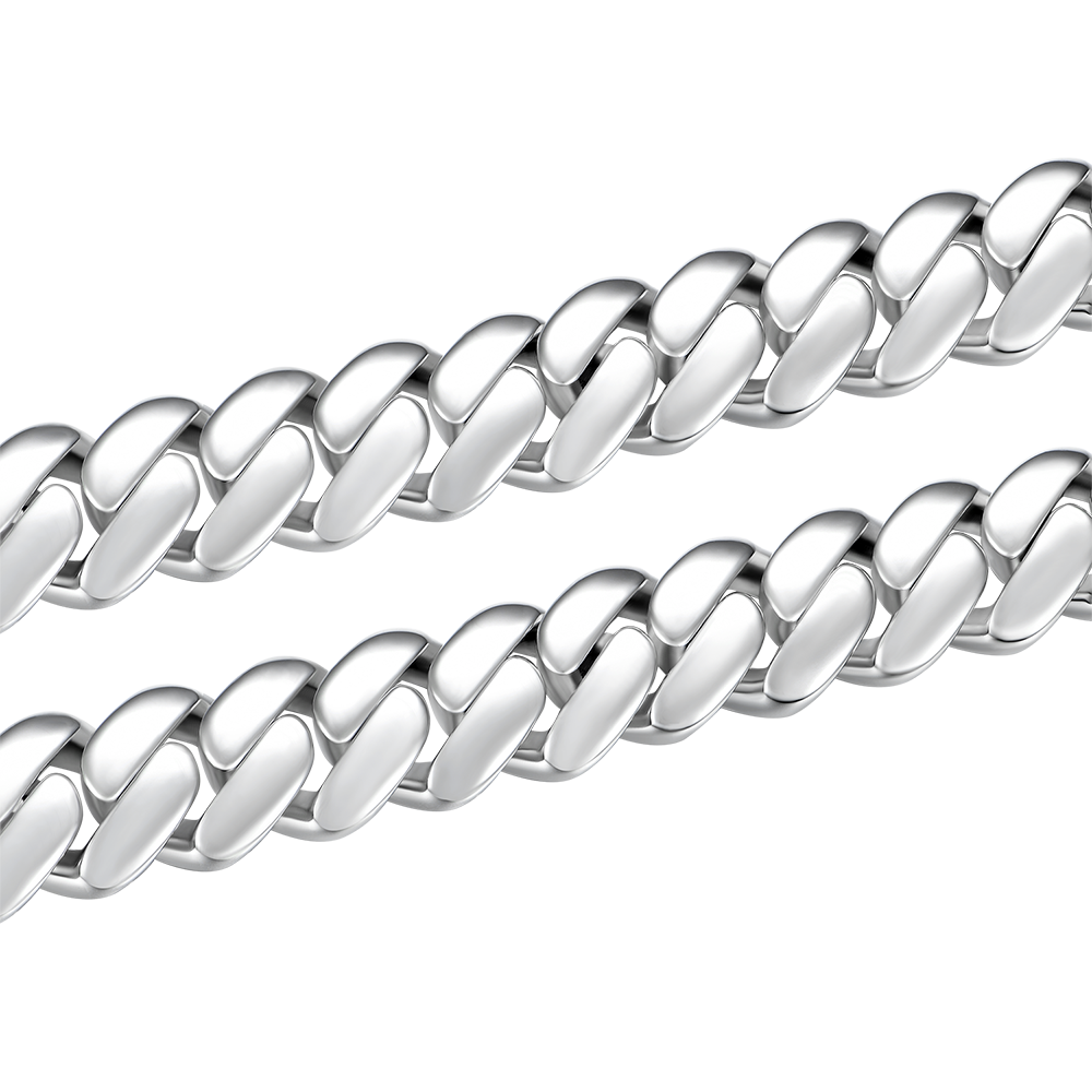 Custom Plain Gold Cuban Link Name Necklace Chain - White Gold