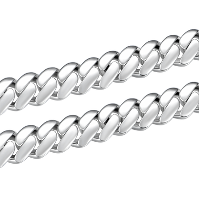 Custom Plain Gold Cuban Link Name Necklace Chain - White Gold