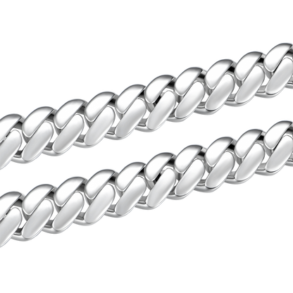 Custom Plain Gold Cuban Link Name Necklace Chain - White Gold