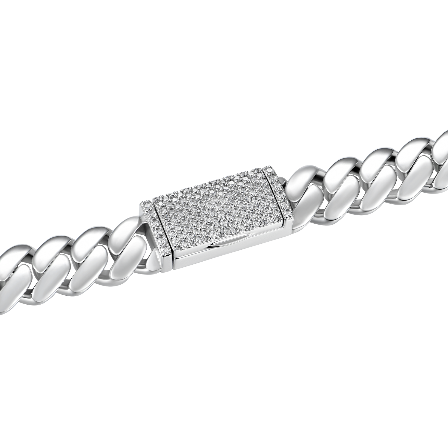 Custom Plain Gold Cuban Link Name Necklace Chain - White Gold