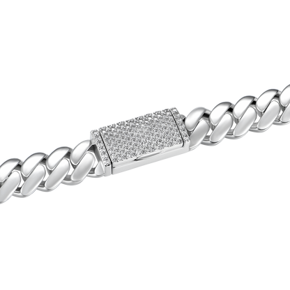 Custom Plain Gold Cuban Link Name Necklace Chain - White Gold