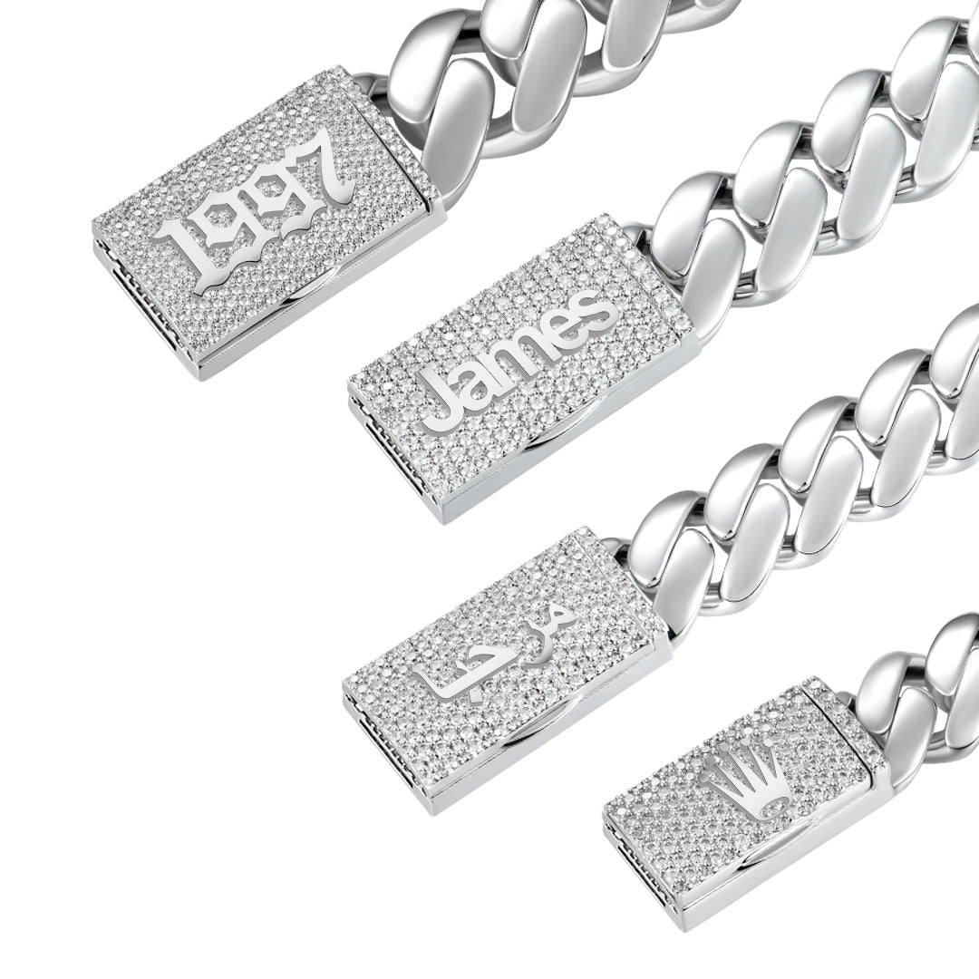 Custom Plain Gold Cuban Link Name Necklace Chain - White Gold – APORRO