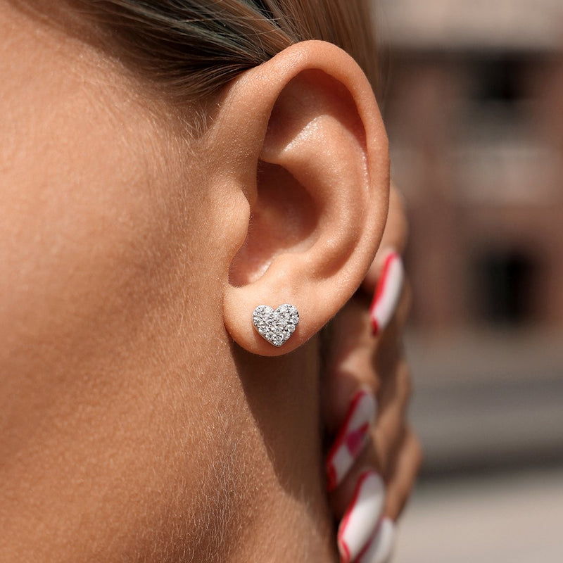 Moissanite Heart Shape Stud Earring-Women's moissanite jewelry - APORRO