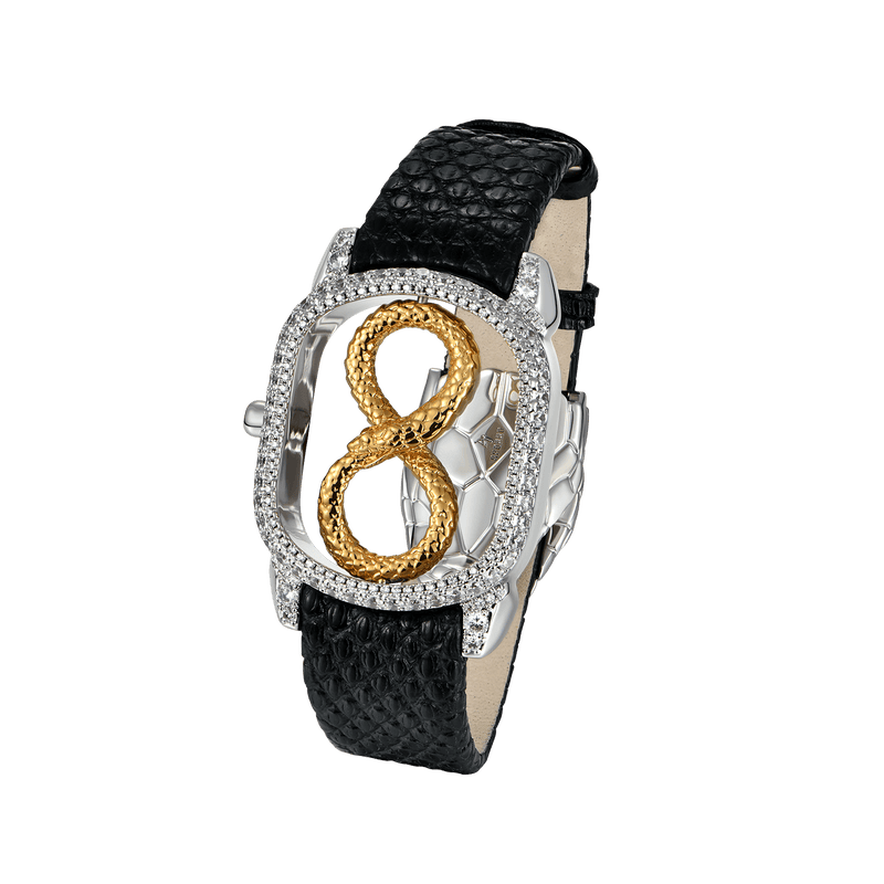 Infinity Black Snake Dial Leather Watch - Infinity Collection Aporro - APORRO