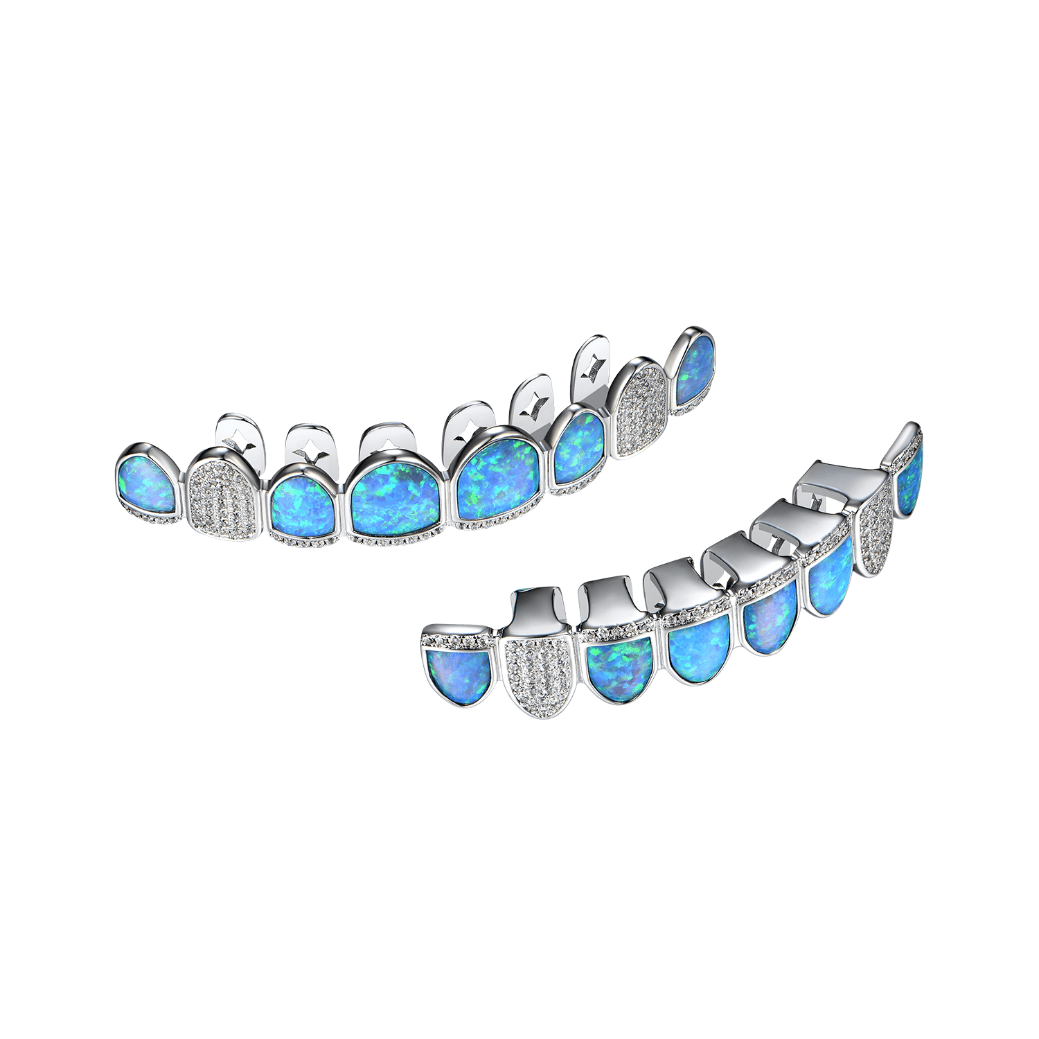 Premade Opal Grillz Silver Grillz Teeth For Men & Women APORRO