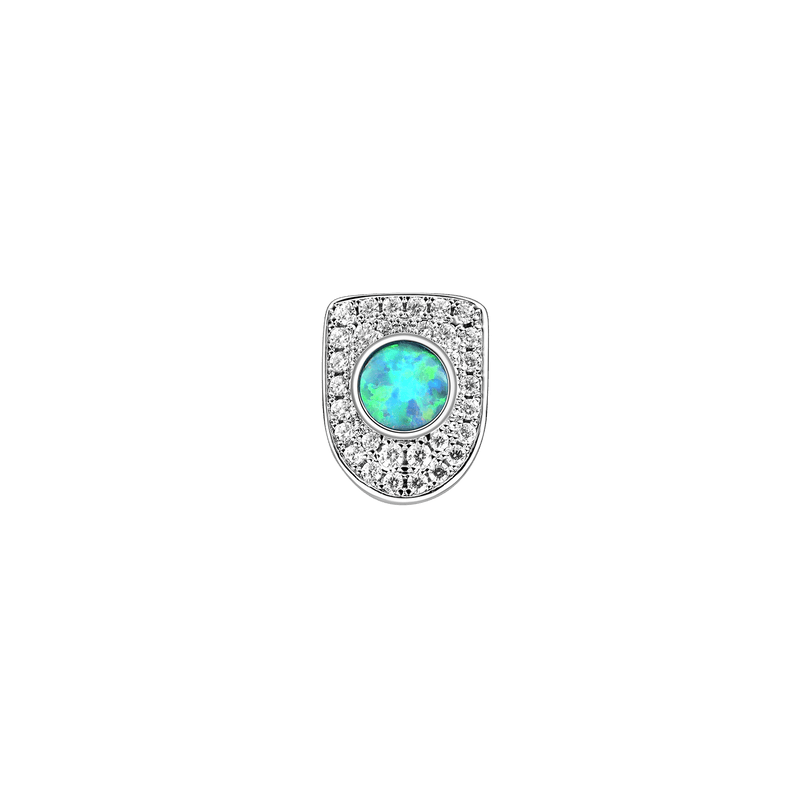 Pre-made Single Round Opal Grillz - Iced-out White Gold Grillz - APORRO