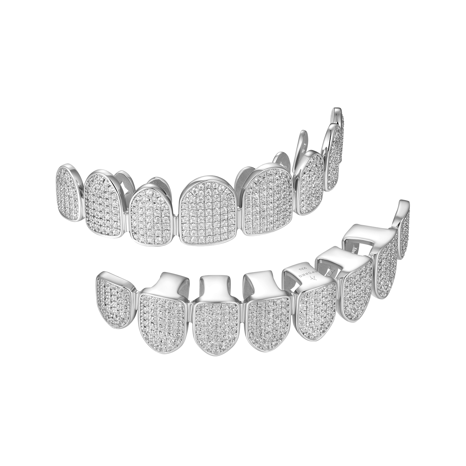 Premade Iced White Gold Grillz Silver Grillz Teeth For Men & Women