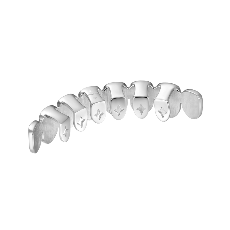 Pre-made Iced White Gold Grillz - Silver Grillz Teeth For Men & Women - APORRO