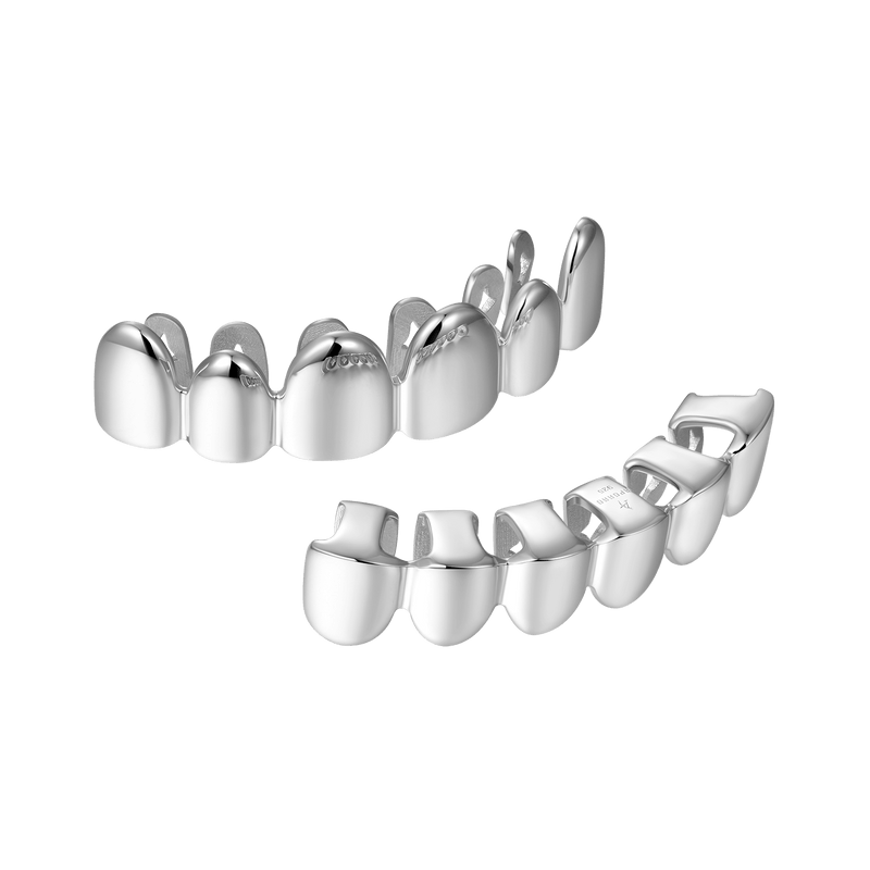 Pre-made Six Teeth Classic Gold Grillz - Gold & White Gold Grillz Teeth - APORRO