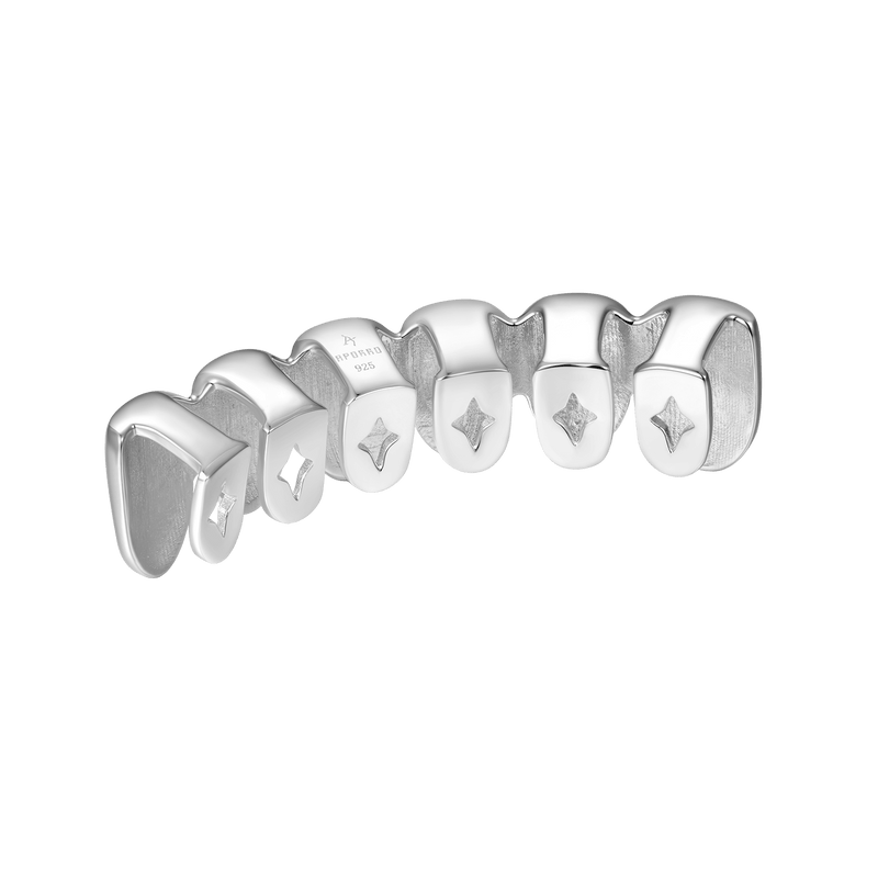 Pre-made Six Teeth Classic Gold Grillz - Gold & White Gold Grillz Teeth - APORRO